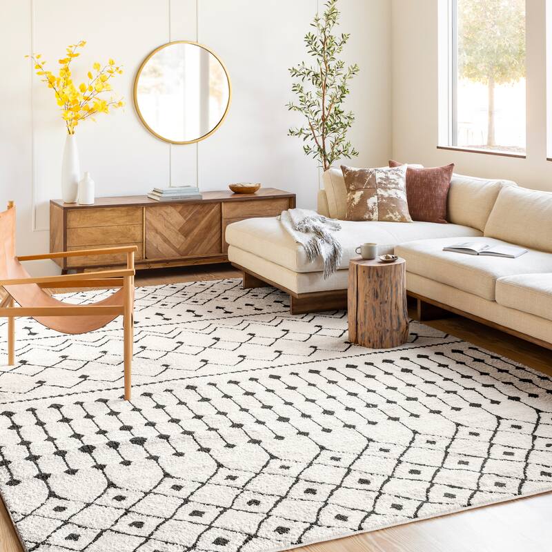 Livabliss Salcedo Bohemian Textural Plush Area Rug - 7' 10" x 10' 3" - White - Rectangle