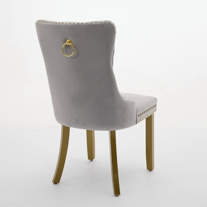 Roomfitters Upholstered Dining Chairs Set of 2 with Nailhead Trim and Gold Legs, Modern Side Chairs for Kitchen