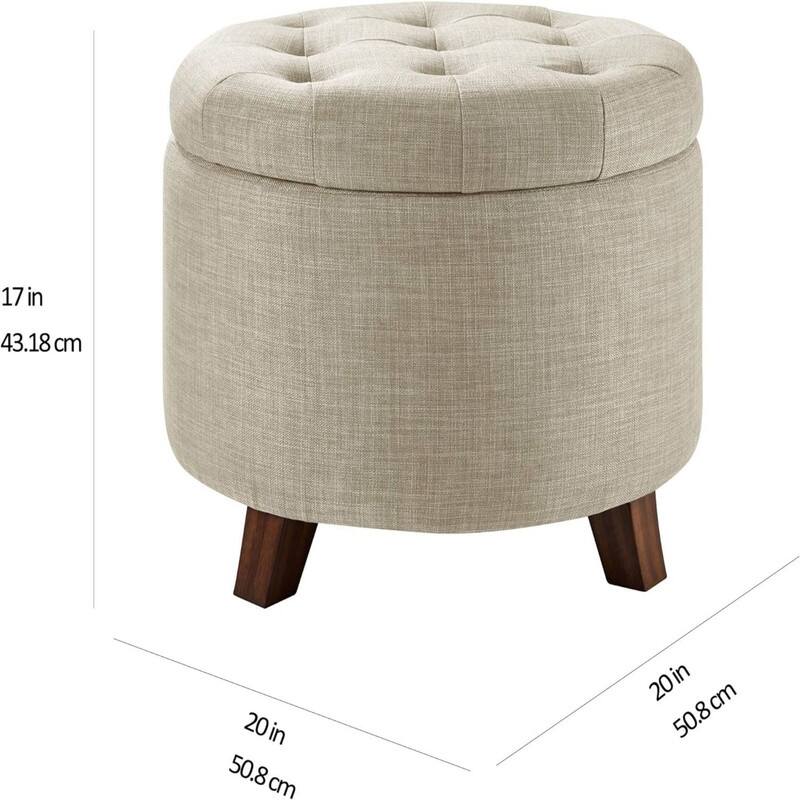 Upholstered Tufted Storage Round Ottomans