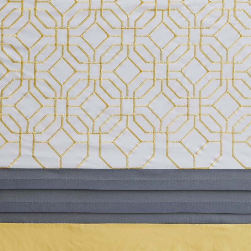 Shane Embroidered and Pieced Shower Curtain by 510 Design