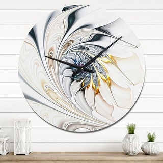 Designart 'White Stained Glass Floral Art' Oversized Modern Wall Clock