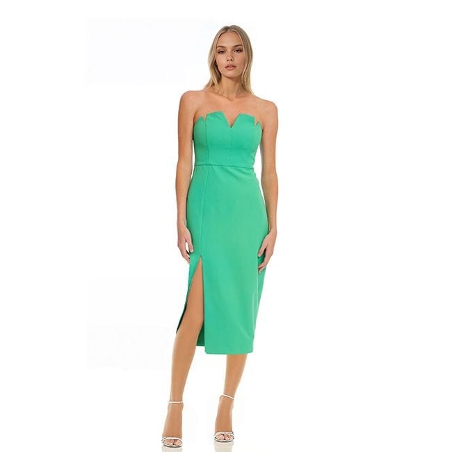 slim fit dress slacks Belted Floral A-Line Midi Dress by Badgley Mischka main image 1