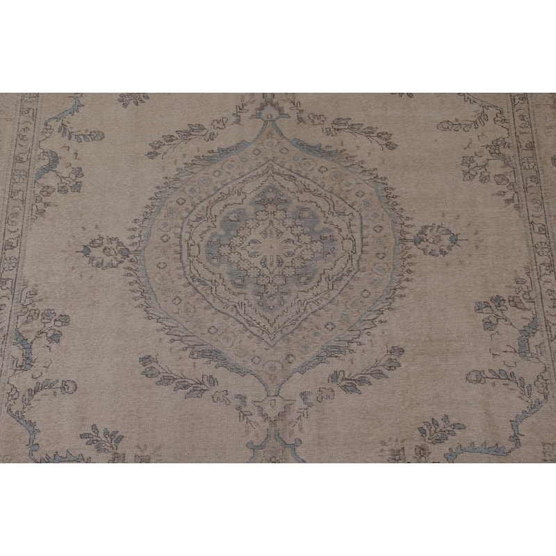 Antique Distressed Tabriz Persian Rug Hand-knotted Wool Carpet - 9'5" x 11'10"