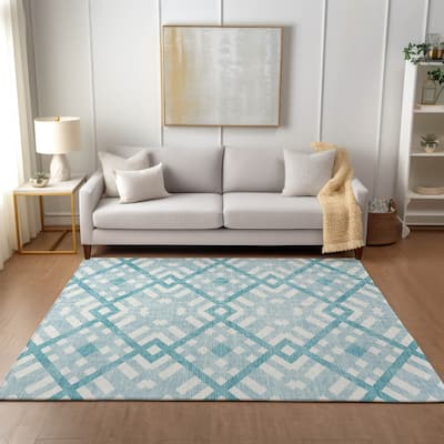 Machine Washable Indoor/ Outdoor Chantille Contemporary Trellis Rug
