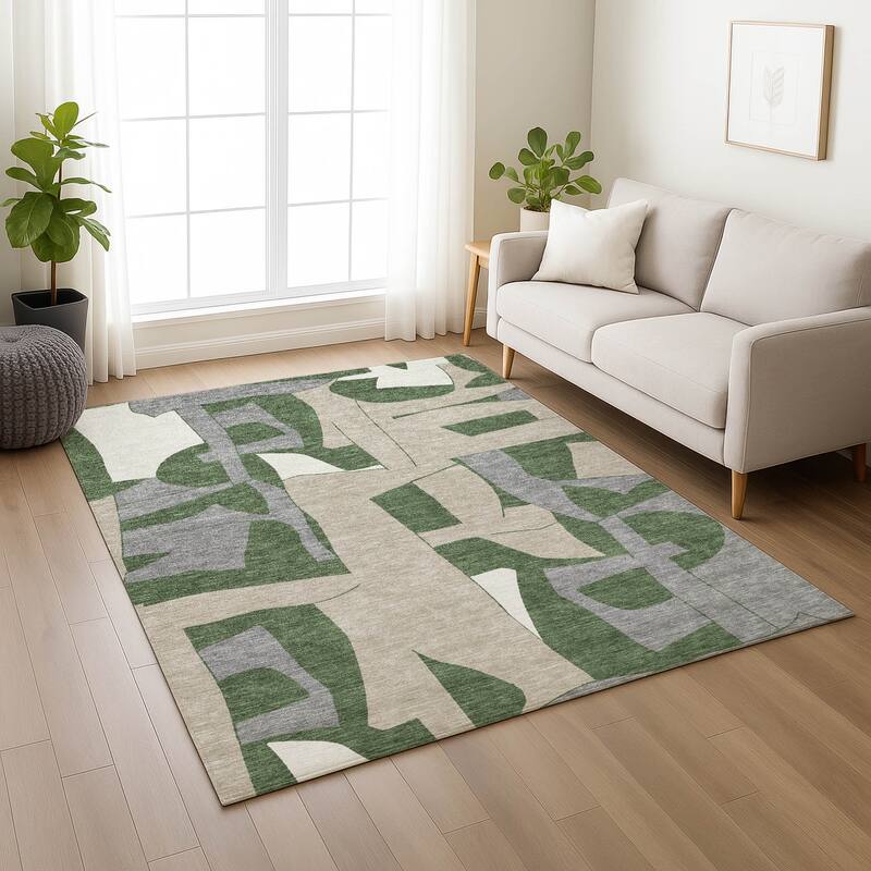 Machine Washable Indoor/ Outdoor Modern Crestone Chantille Rug