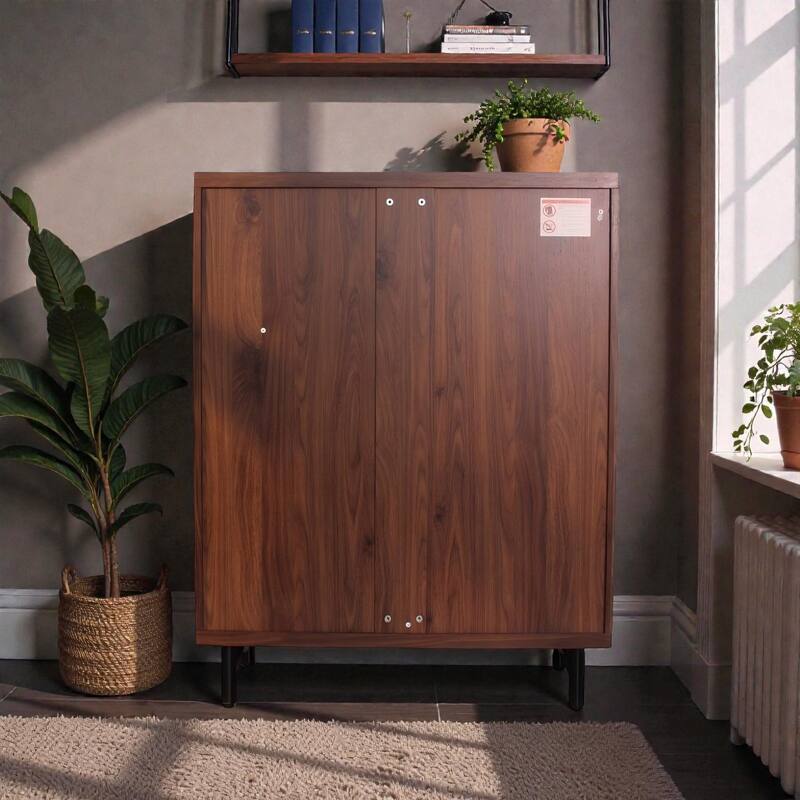 Shoe Cabinet with Shutter Doors, 6 Tier Wooden Shoe Storage Cabinet with Adjustable Shelves for Entryway Hallway