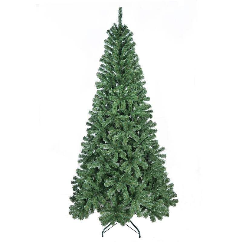 Artificial Christmas Tree with 1136 PVC Tips,Hinged Structure & Metal Stand-Full Green Holiday Tree