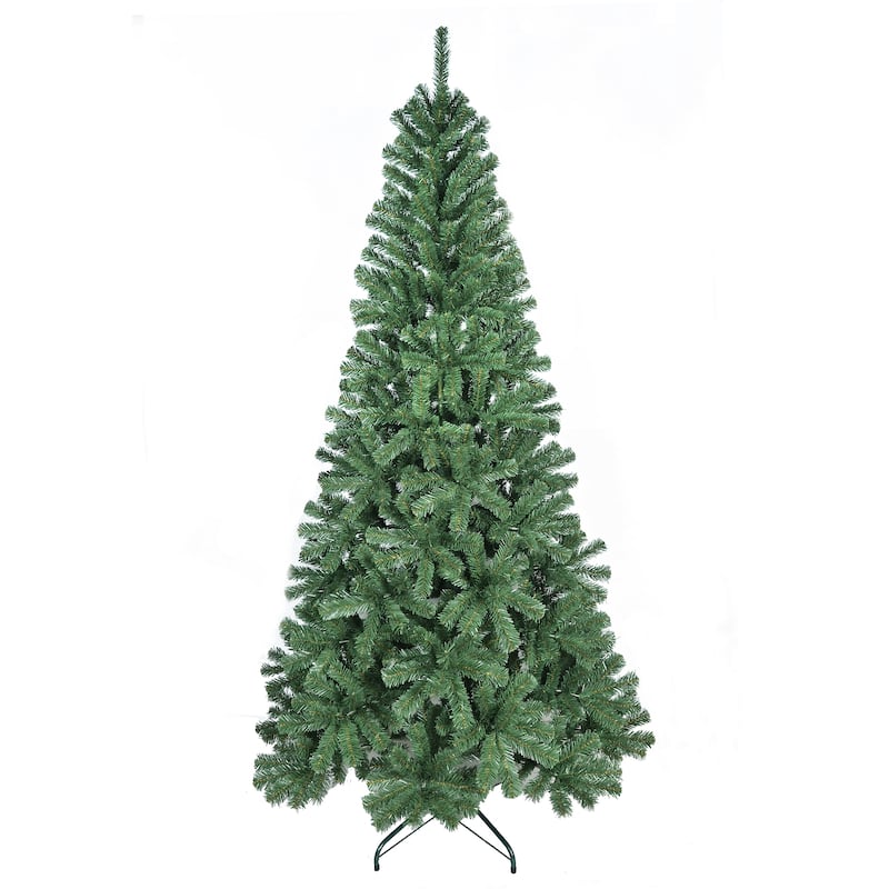 Unlit Artificial Christmas Tree - PVC Tips, Hinged Structure, Metal Stand, Full Green