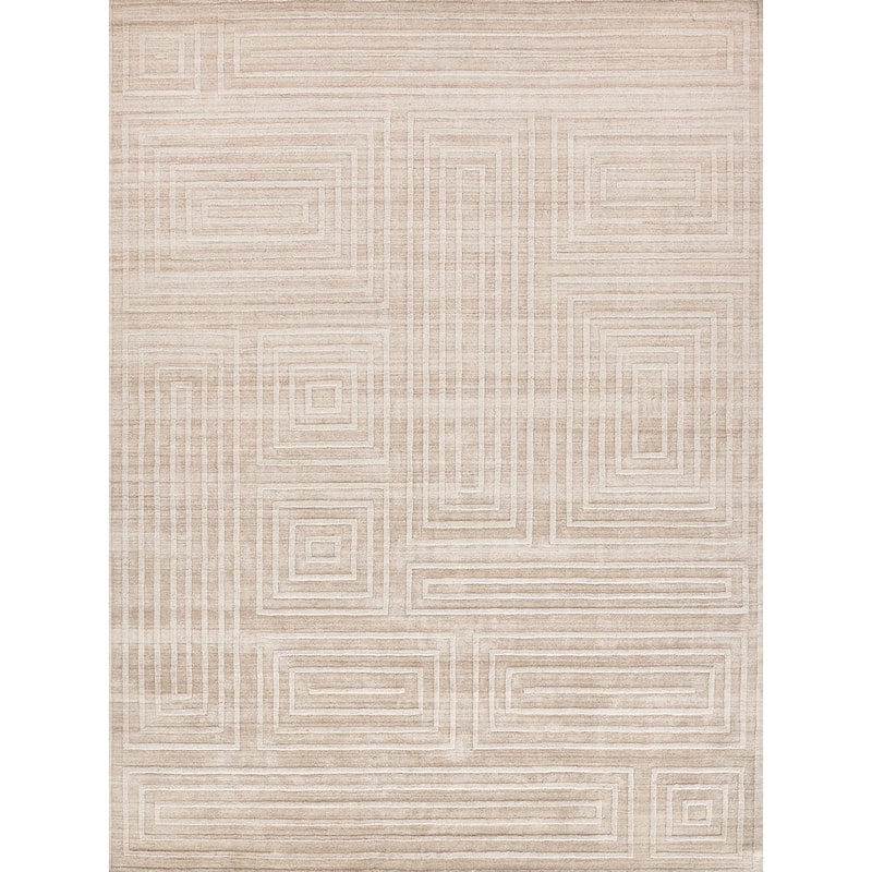 EXQUISITE RUGS Castelli Hand-loomed Bamboo Silk/Wool Light Beige Area Rug.