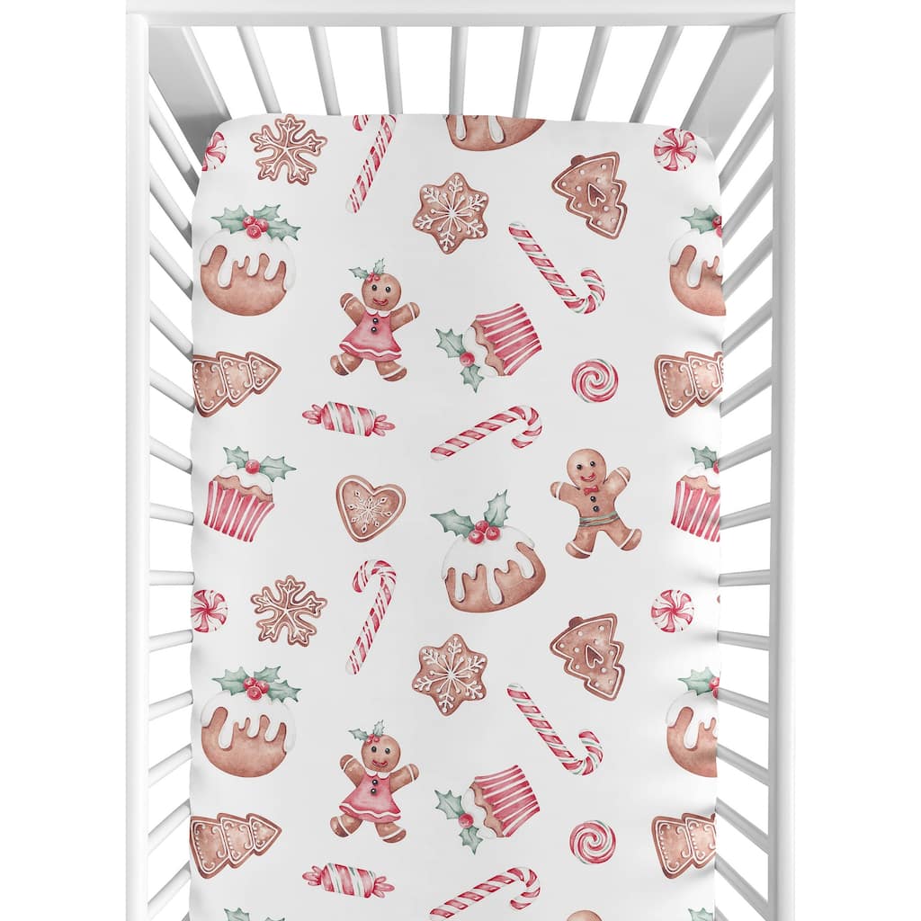 Sweet Jojo Designs Christmas Holiday Gingerbread Boy, Girl, Unisex/Gender Neutral Fitted Crib Sheet - Xmas Cookies for Christmas