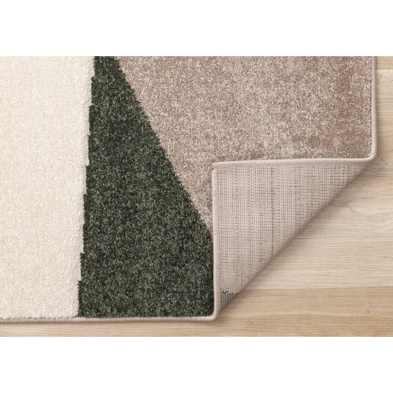 Green Yellow Brown White Blue Geometric High-Traffic Area Rug