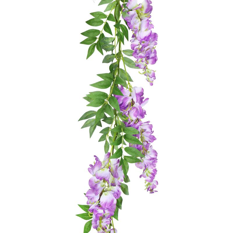 Set of 2 Lavender Artificial Wisteria Flower Garland Hanging Vine 6ft - 72" L x 6" W x 6" DP