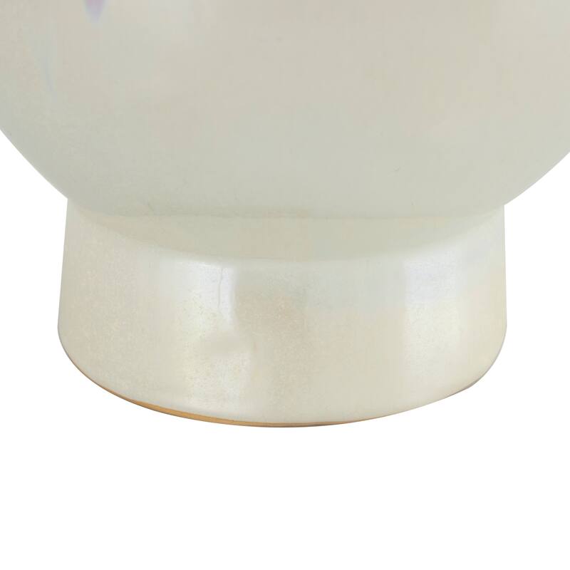 Ceramic Floral 3D Vase with Iridescent Glaze - Cream - Roche River Decor - 9"W x 9"L x 16"H