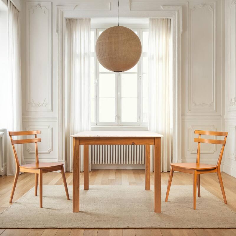 Teak and Marble Dining Table