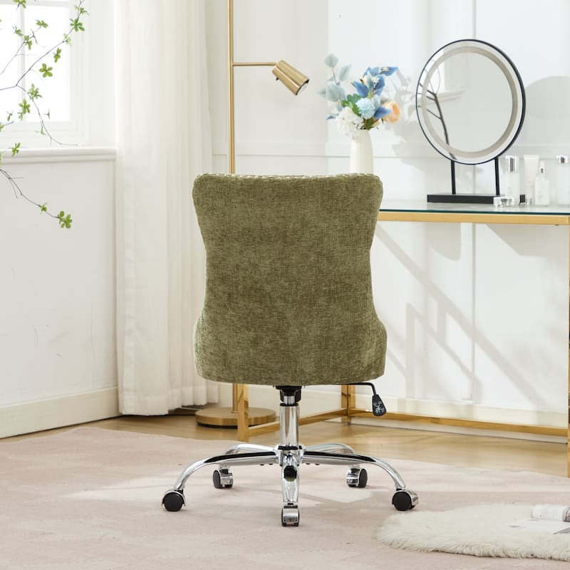 GDF Studio - Modern Chenille Tufted Upholstered Office Chair with Chrome Metal Base with Nailhead Trim and High-Rebound Cushion