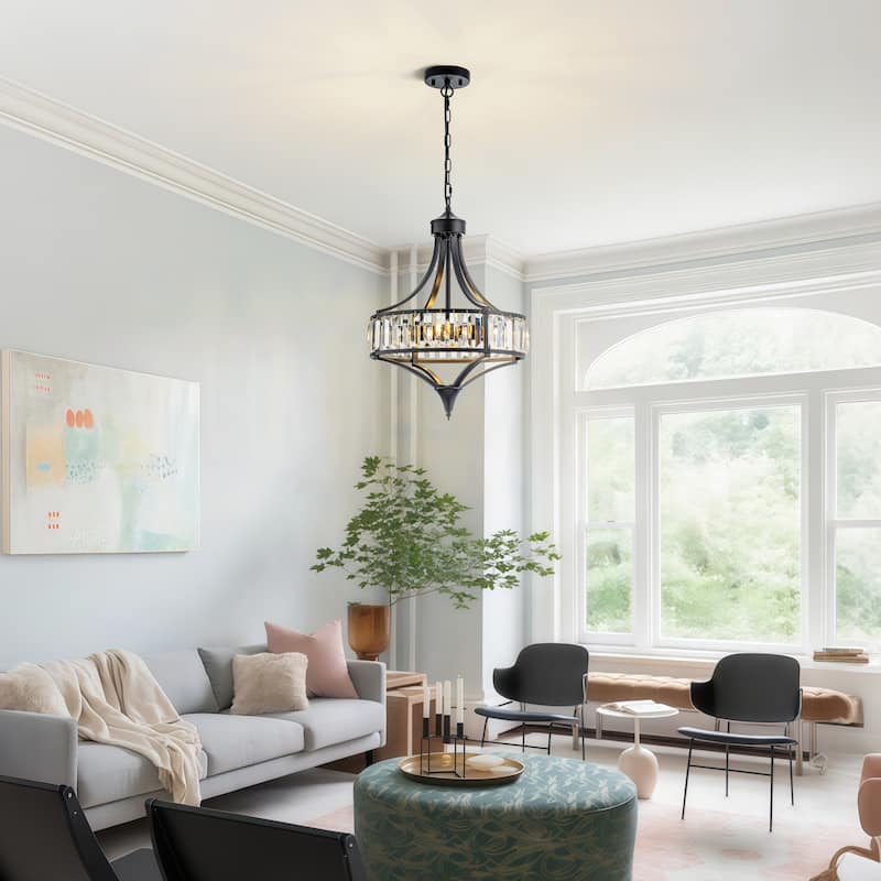 Starsky 4-Light Modern Crystal Drum Chandelier