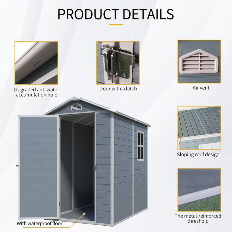 4x6ft Resin Outdoor Storage Shed Kit-Perfect to Store Patio Furniture