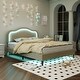 preview thumbnail 1 of 29, Mid-Century Modern Velvet Upholstered LED Bed Frame with Adjustable Height Headboard,No Box Spring Needed,Easy Assembly Beige - Full
