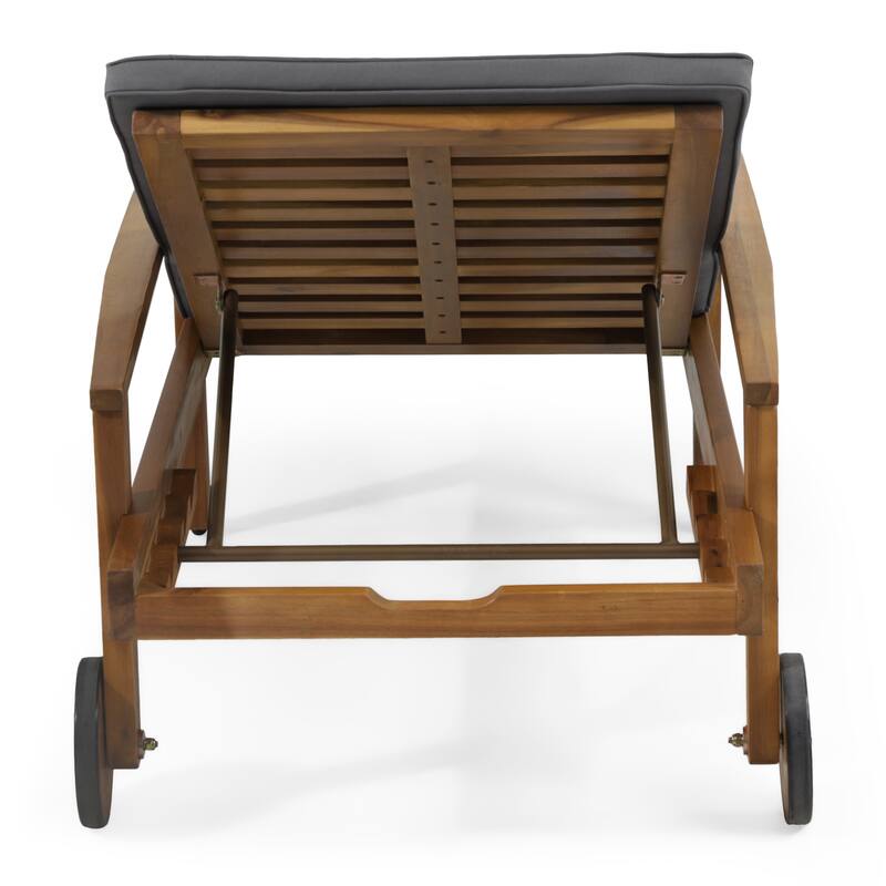 Jason Outdoor Acacia Wood Outdoor Chaise Lounge with Water Resistant Cushion by Christopher Knight Home