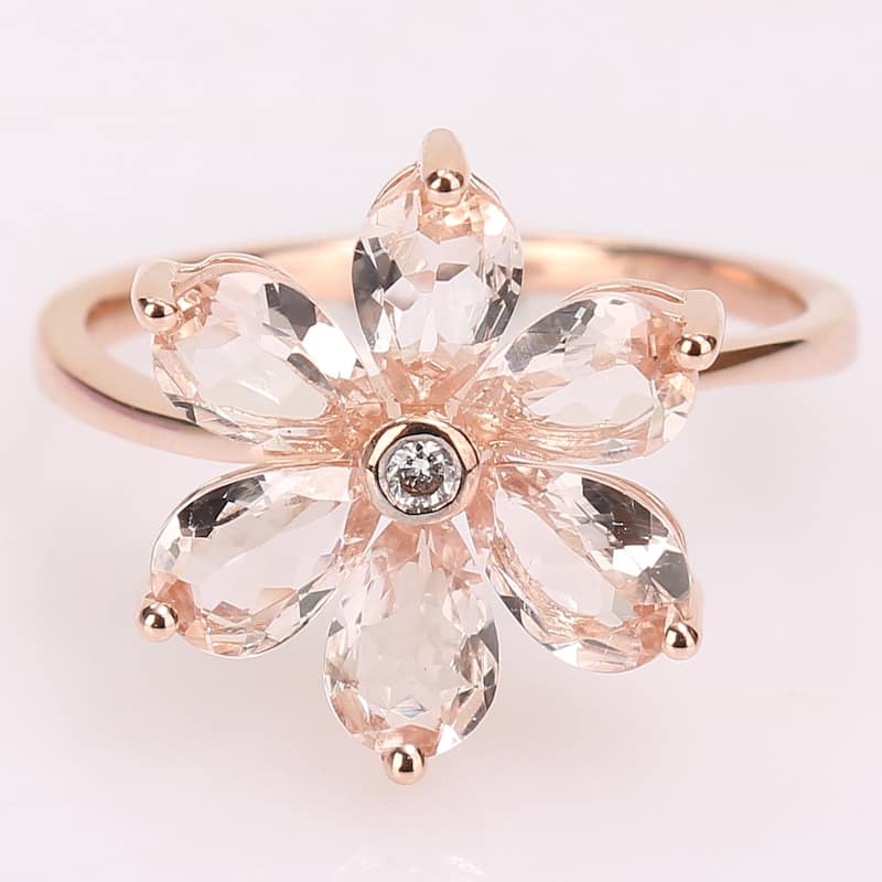 Miadora 10k Rose Pear-cut Morganite and Diamond Accent Floral Ring
