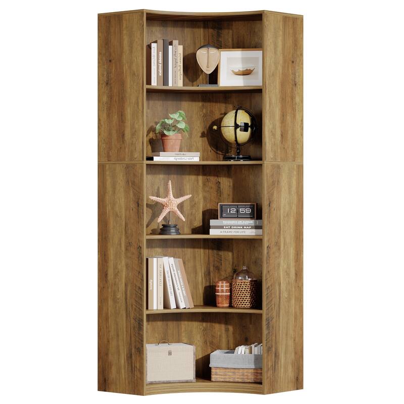 6-Tier Corner Bookshelf/Bookcase, 70.9" Corner Shelf, Storage Cabinet for Living Room, Kitchen, Home Office