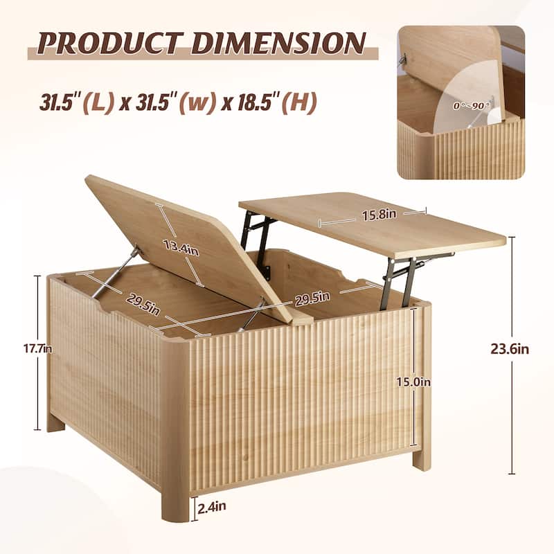 Squre Coffee Table with Large Capacity Storage