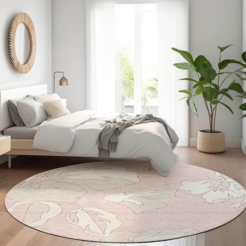 Premium Washable Super Soft Modern Floral Mayfield Rug - Pink - 8' x 8'