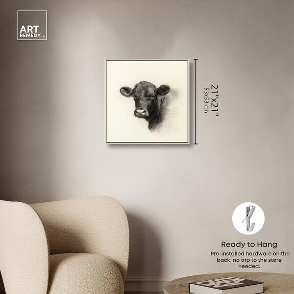 dimension image slide 5 of 24, Darkness in Detail of Cow Canvas Animal Art Prints by Art Remedy