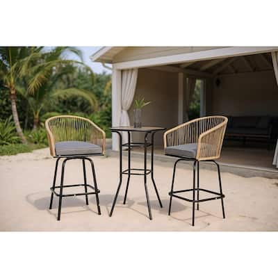 3pcs Outdoor Bar Set, Patio Bar Table and Chairs Set - N/A