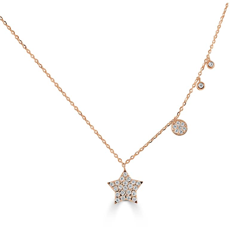 Joelle Collection Diamond Star Necklace 14K Gold 1/5 ct TDW Adjustable to 16-18-inch Chain