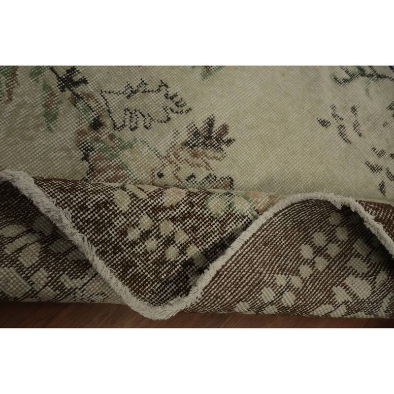 Hand Knotted Oriental 100% Wool Carpet Transitional Floral Beige & Ivories Anatolian Area Rug - 9' 11'' X 6' 2''