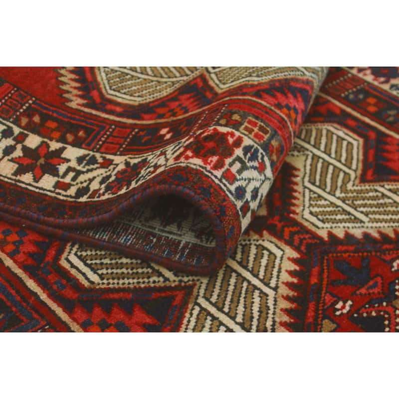 Fine Vintage Distressed Mama Red/Beige Runner - 3'0" x 10'8"