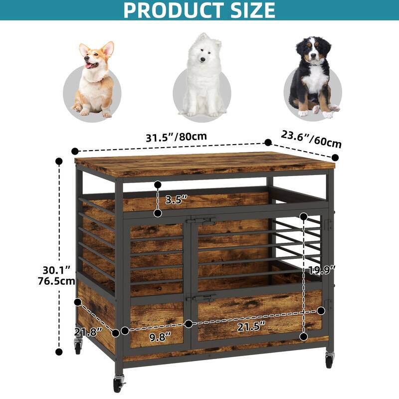 Moasis 24"/31"/39" Wooden Dog Crate Kennel End Table Furniture