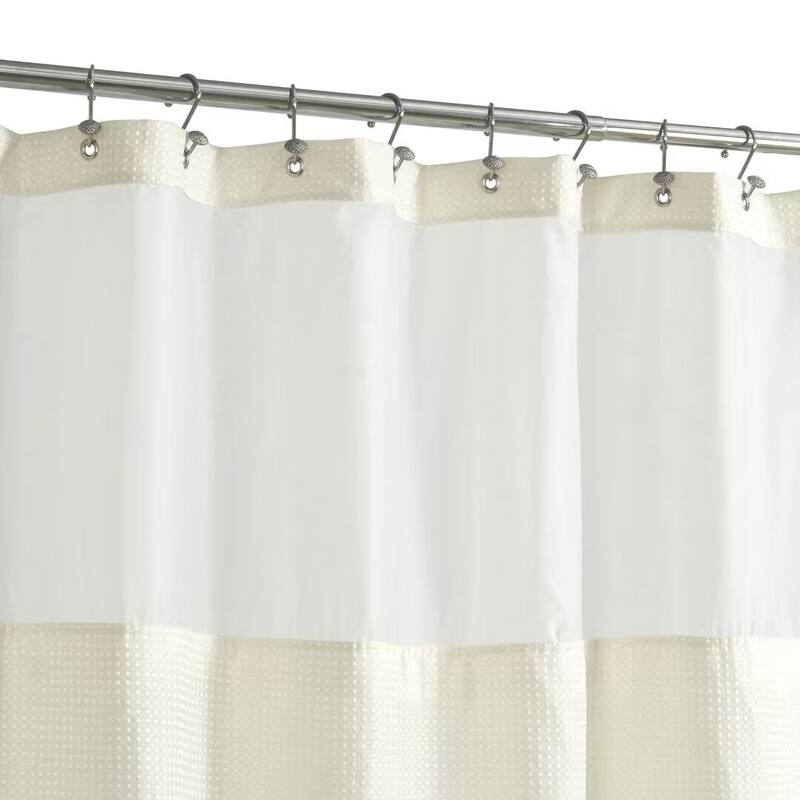 Waffle Weave Shower Curtain with Snap-in Liner 12 Hooks Included