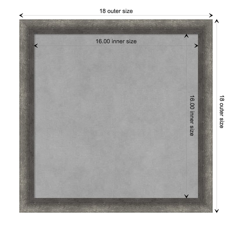 Amanti Art Burnished Concrete Narrow Framed Magnetic Board - Board Size 16x16