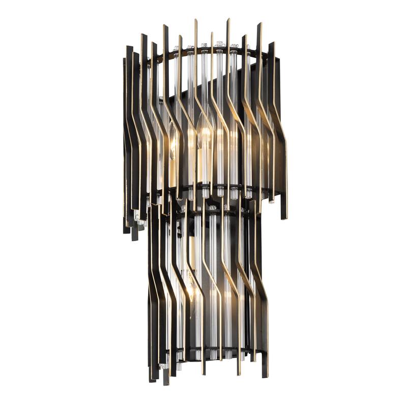 Varaluz Park Row Wall Sconce - Matte Black/French Gold - 6.25"D x 11"W x 20"H - 6.25"D x 11"W x 20"H