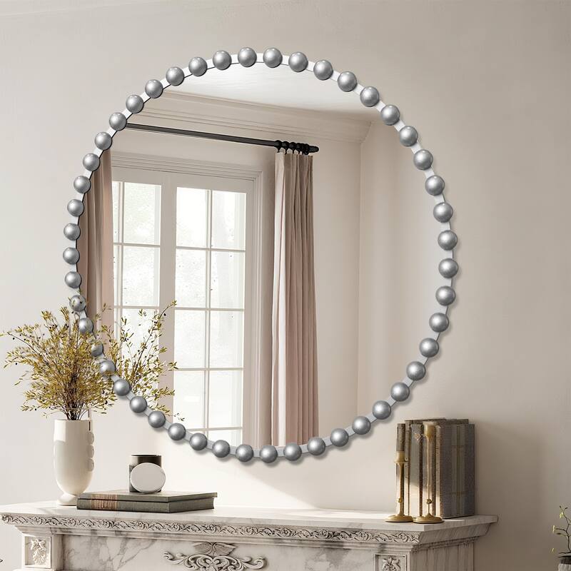 Iron Bead Wall Mirror to Enhance the Overall Otyle - 36X36 - Silver