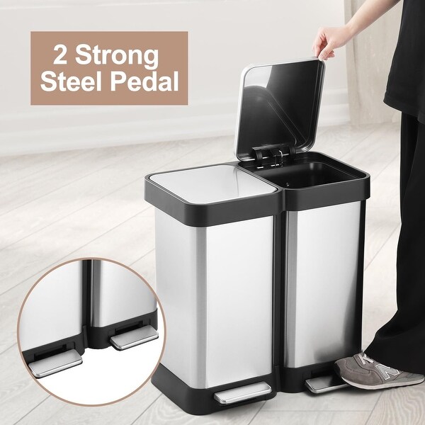 Large Capcity Dual Trash and Recycling Bin, Fingerprint