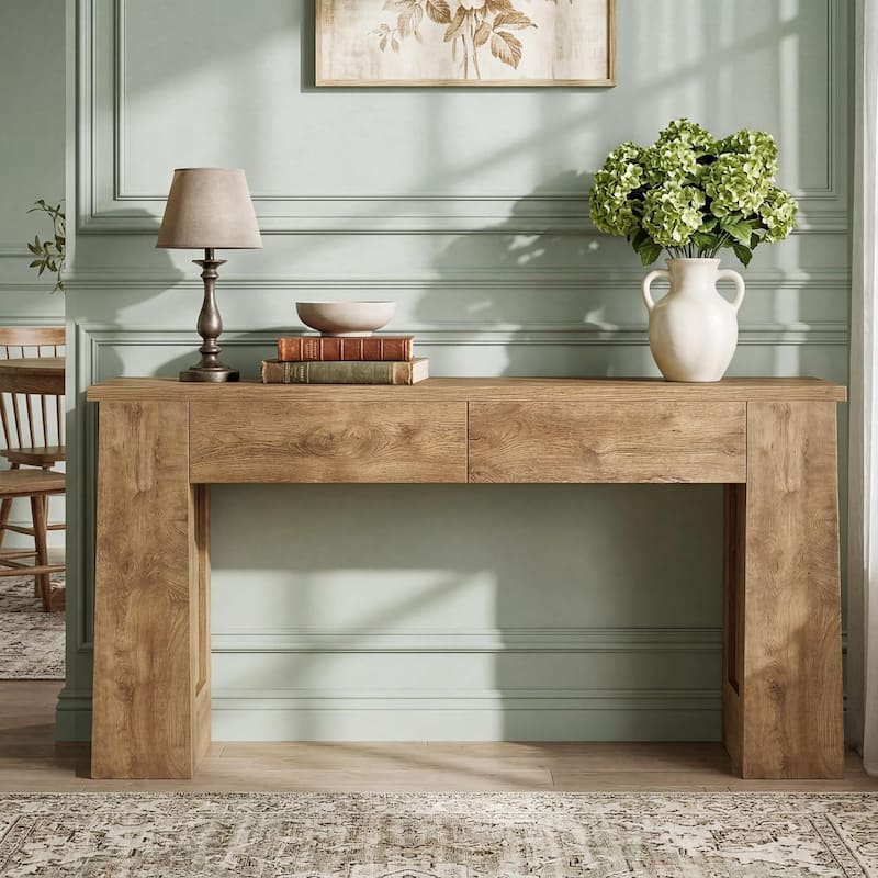 63-Inch Console Table with 2 Drawers, Modern Long Entryway Sofa Table for Hallway - 63" L x 11.8" W x 31.5" H