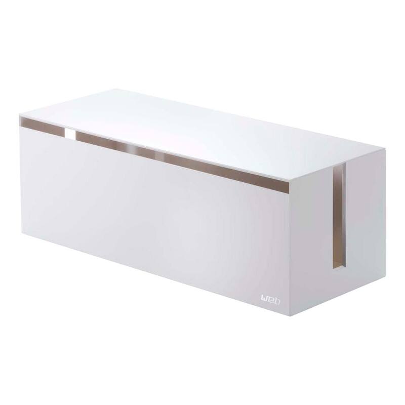 Yamazaki Home Cable Management Box, ABS Plastic, Lid - L 6.1 x W 15.75 x H 5.71 inches - White