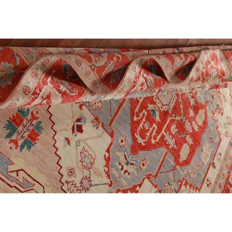 Vegetable Dye Heriz Serapi Oriental Area Rug Hand-Knotted Wool Carpet - 8'0"x 10'1"