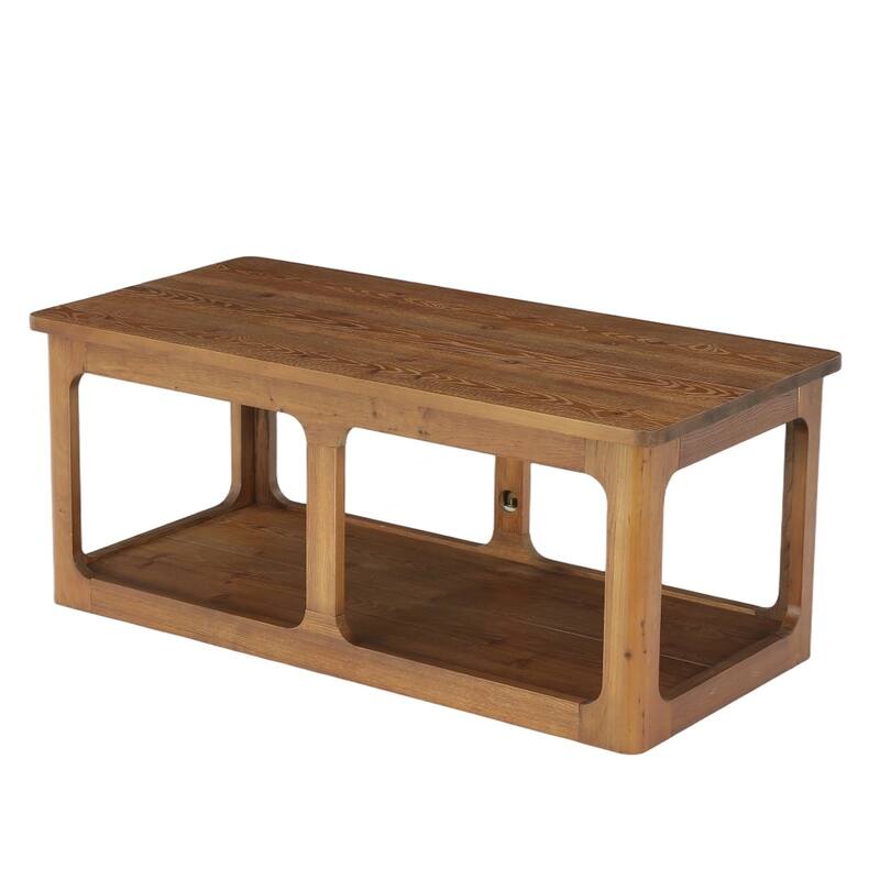 47.24" Solid Wood Coffee Table with Storage Shelf