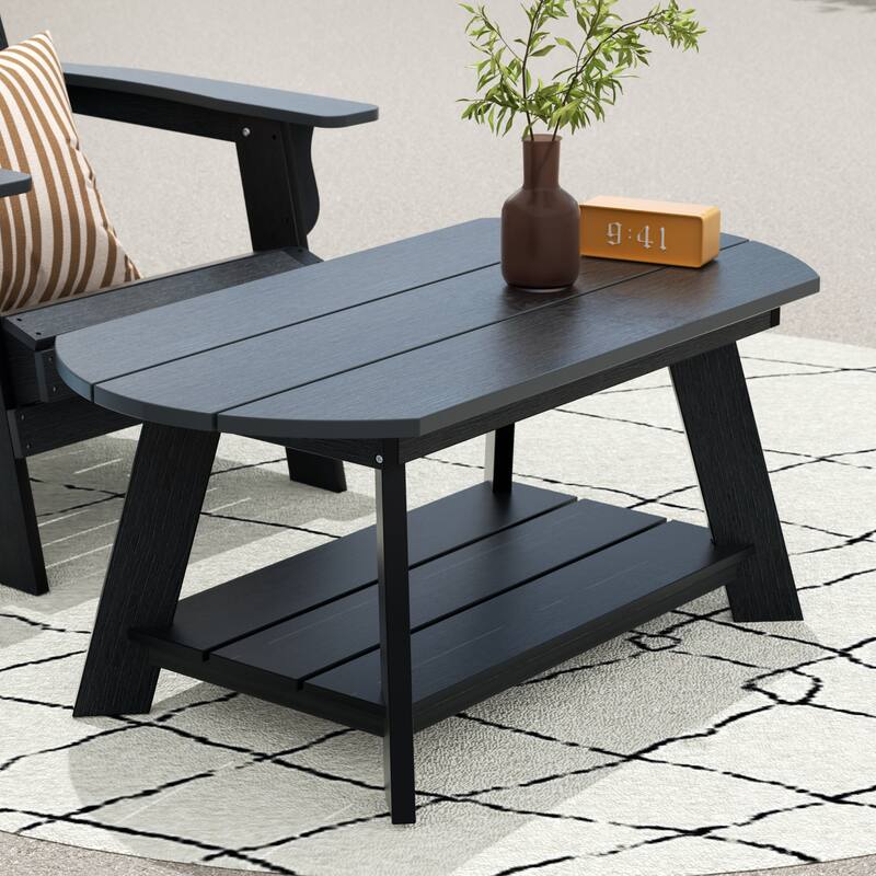 Vineyard HIPS Outdoor Eco-Friendly All Weather Adirondack Coffee Table - Black