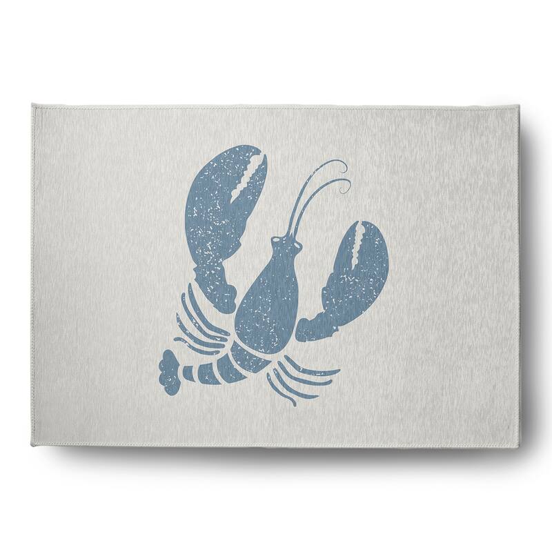 Lobster Nautical Chenille Rug - Dusty Smoke and White - 5' x 7'