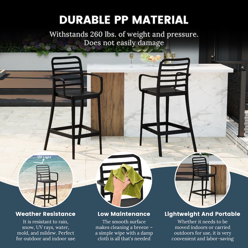 Frond and Form 29.5 Inch Outdoor Bar Stool (Set of 2)