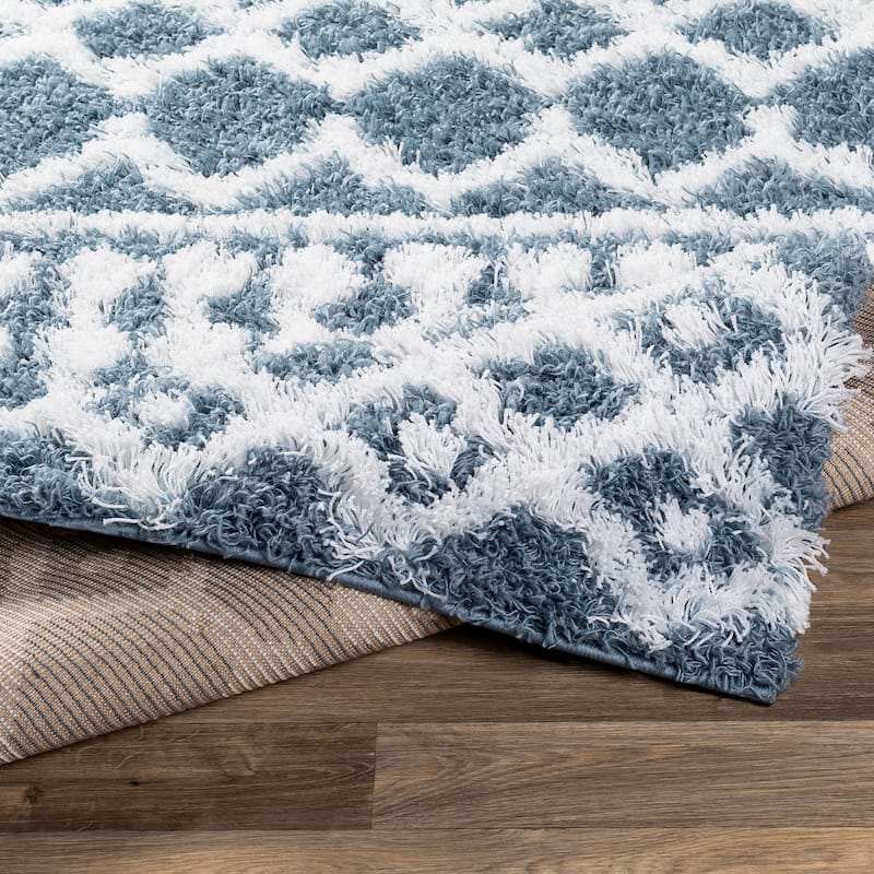 Livabliss Newton Geometric Moroccan Trellis Shag Area Rug