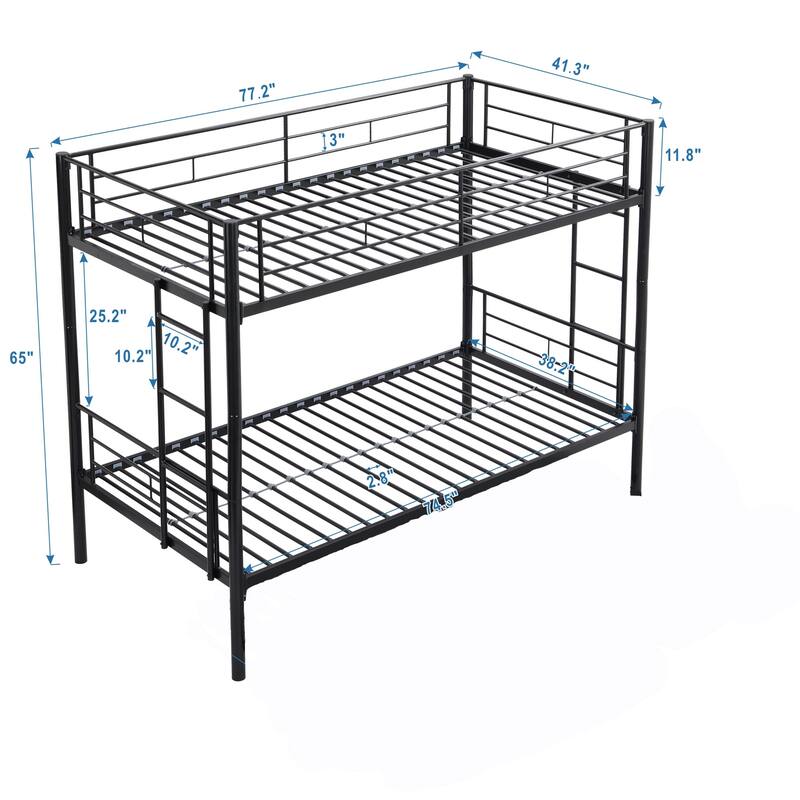 Twin Over Twin Metal Bunk Bed Black