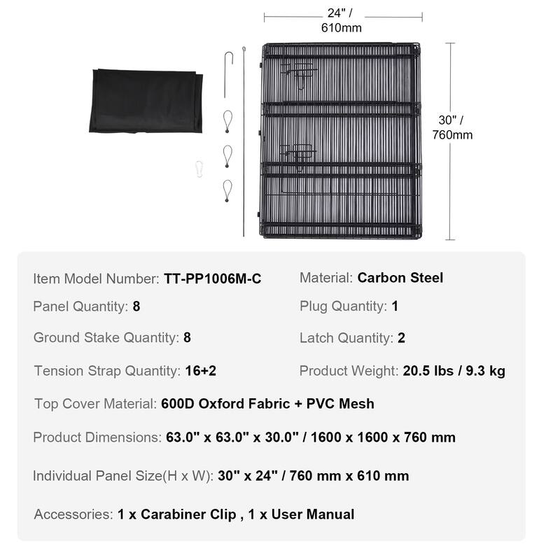 Dog Playpen, Panels Foldable Metal Pet Exercise Pen, Dog Fence Indoor and Outdoor Pen for Dogs, Cats and Other Small Animals