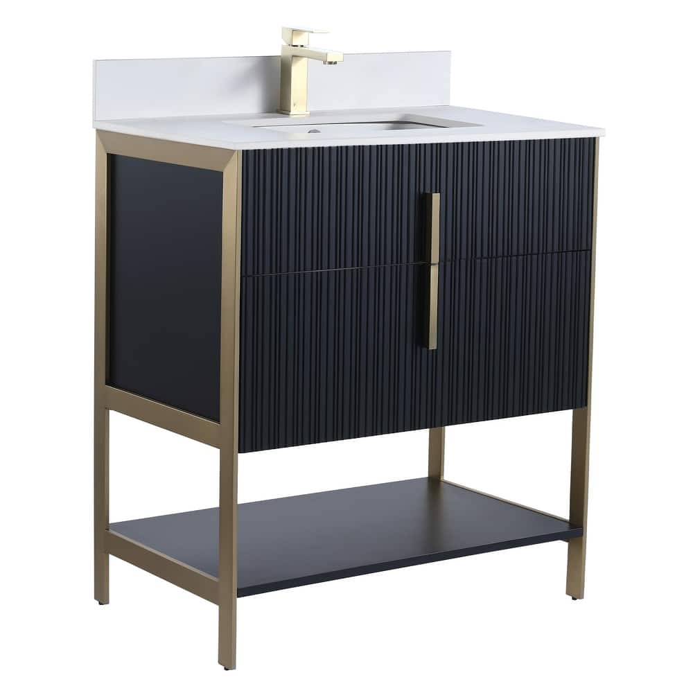 Fine Fixtures Serenity Modern Bathroom Vanity with White Stone Top