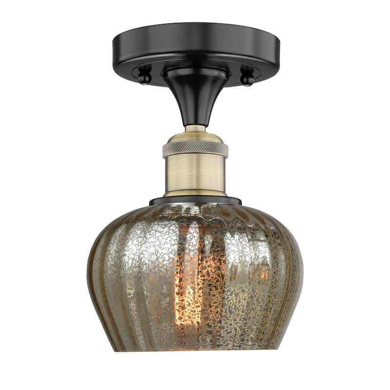 Innovations Lighting Fenton - 1 Light 7" Semi-Flush Mount - Mercury/Black Antique Brass